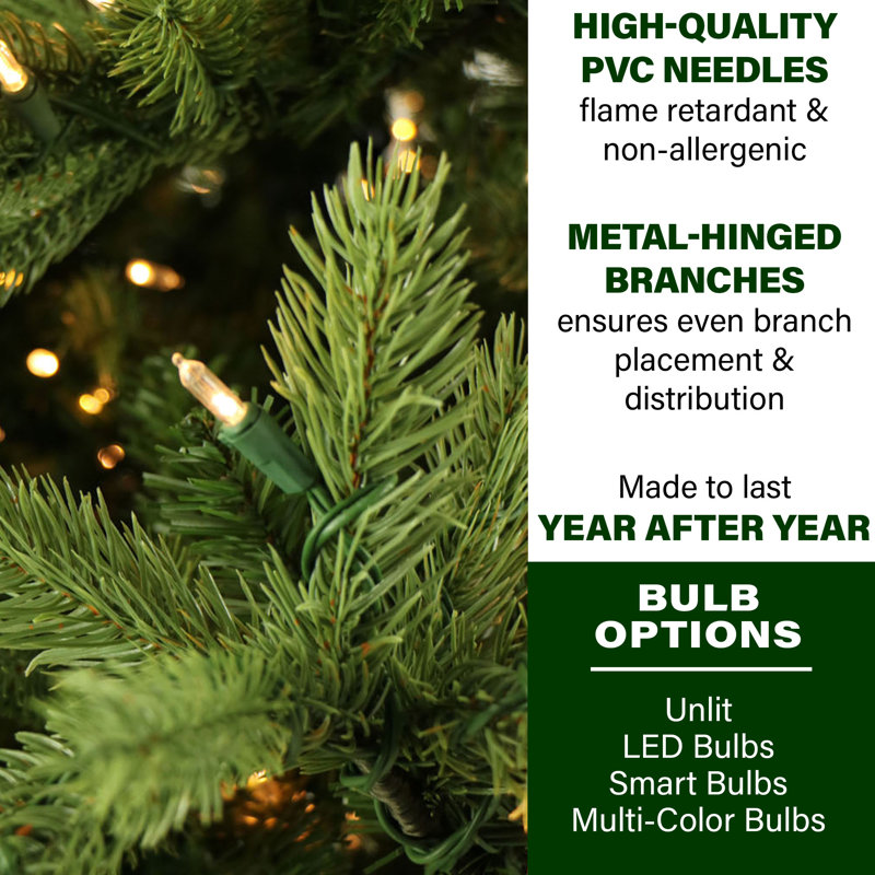 10-Ft Green Pine Christmas Tree with Warm White LED Lights