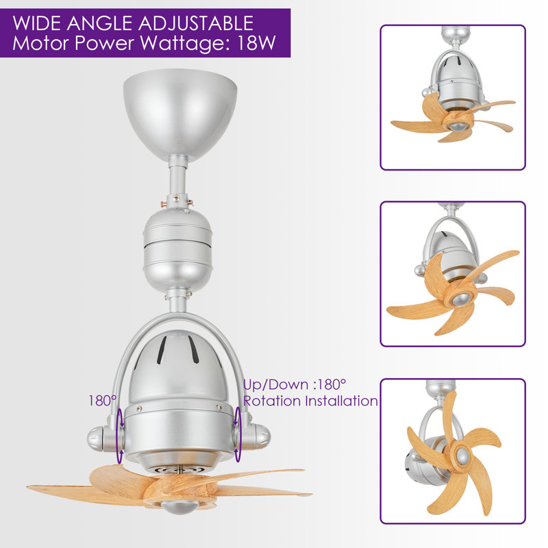 Ventilateur de plafond oscillant 16 po Modern Farmhouse avec pales couleur bois et télécommande