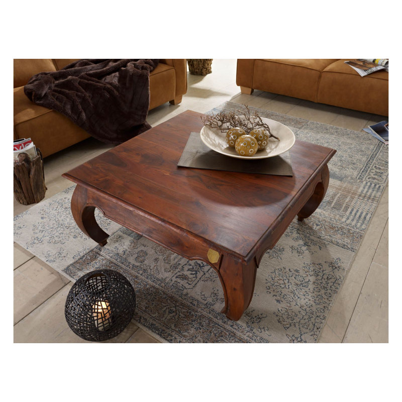 Opium Solid Wood Solid Wood Coffee Table, H40 x L120 x W120cm, Nougat