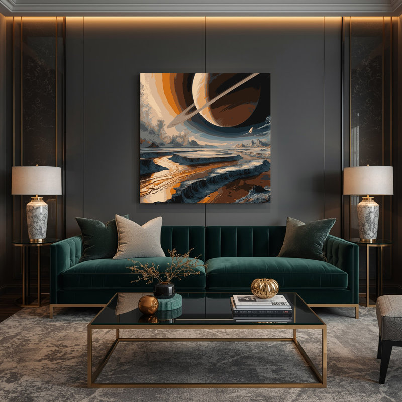 Art mural sur toile Space Saturns Moon Titan Gray, H 16 po x l 16 po
