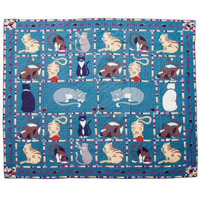 Courtepointe simple en coton Kitty Cat King