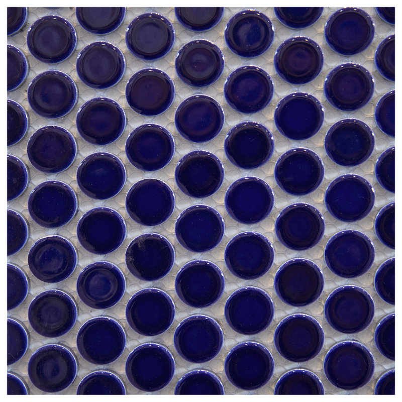 Ceramic Penny Round Mosaic Wall & Floor Tile, Cobalt