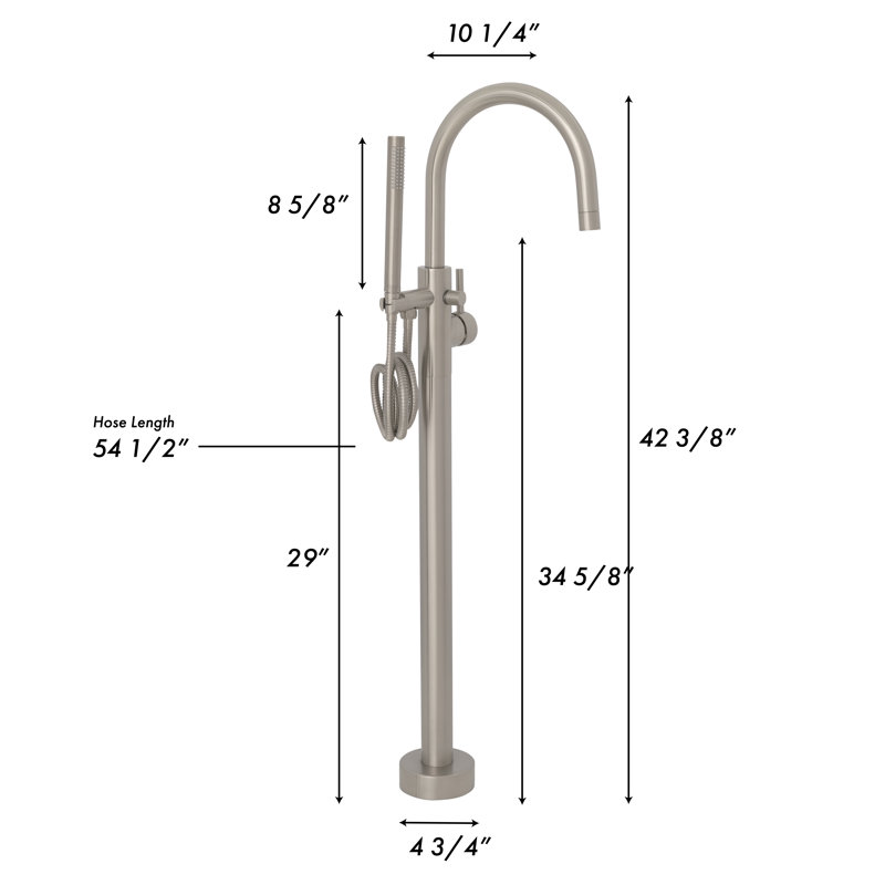 Single Handle Deck Mounted Clawfoot Tub Faucet, Brushed Nickel
