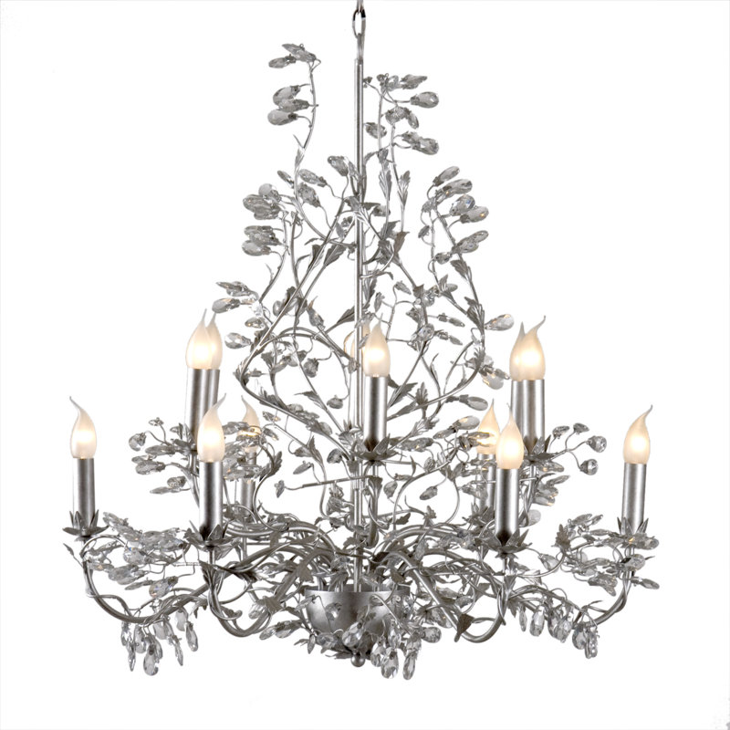Clemmer 12 - Light Candle Style Chandelier, Brushed Silver