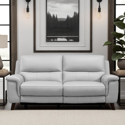 Yosef 78" Genuine Leather Pillow top Arm Reclining Sofa