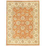 Hand Knotted Wool Area Rug in Rust And Ivory