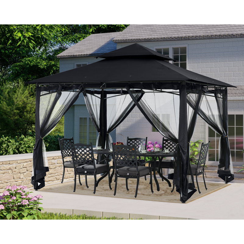 Steel Patio The Soft Roof Gazebos, Black, 11 Ft. W x 11 Ft.