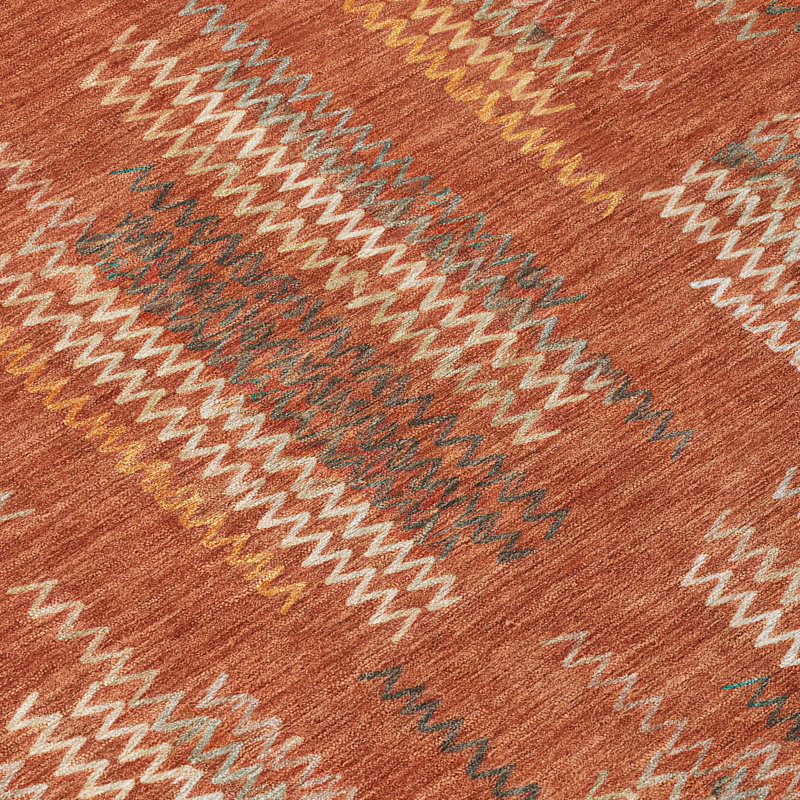 Tapis moderne lavable à la machine intérieur / extérieur ACN2887, Paprika, 2'3" x 7'6" Runner