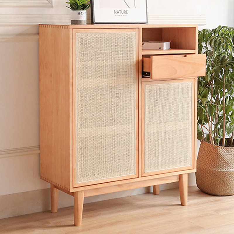 Rattan Multi-Functional Shoe Storage Cabinet, Natural, 43.31" H x 34.65" W x 14.17" D