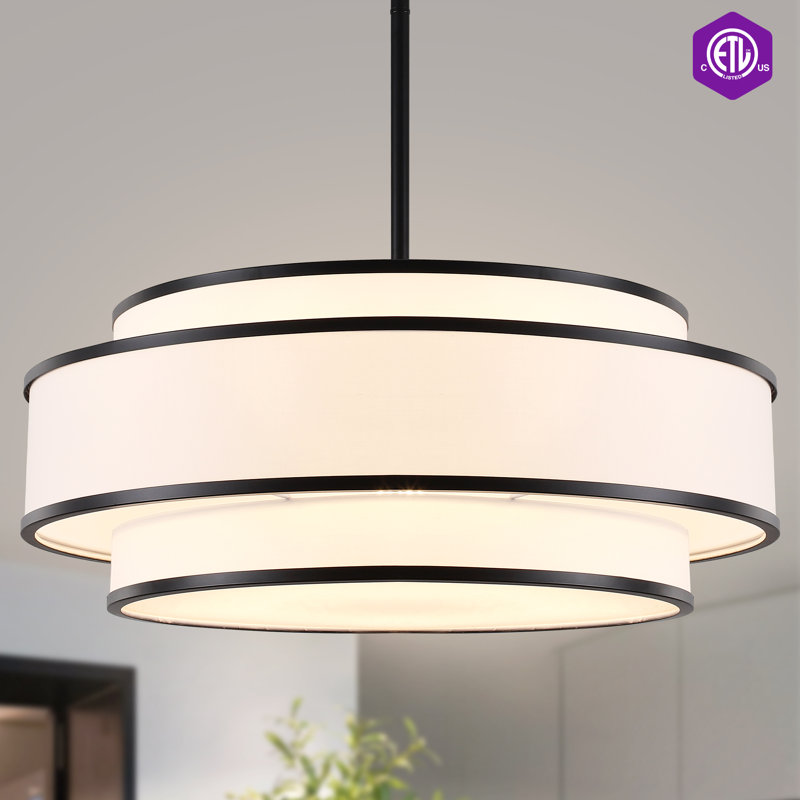 23.78" Modern 5-light Dimmable Drum Chandelier, Matte Black