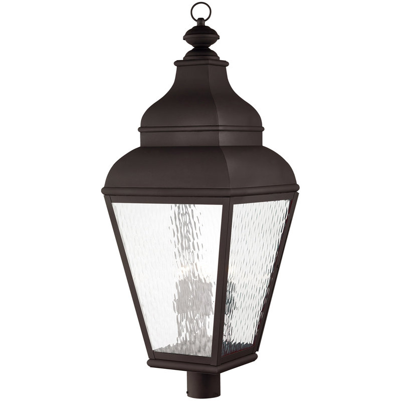 14in 4 Light Outdoor Post Lantern Pendant - Clear Water Glass Shade, Charcoal