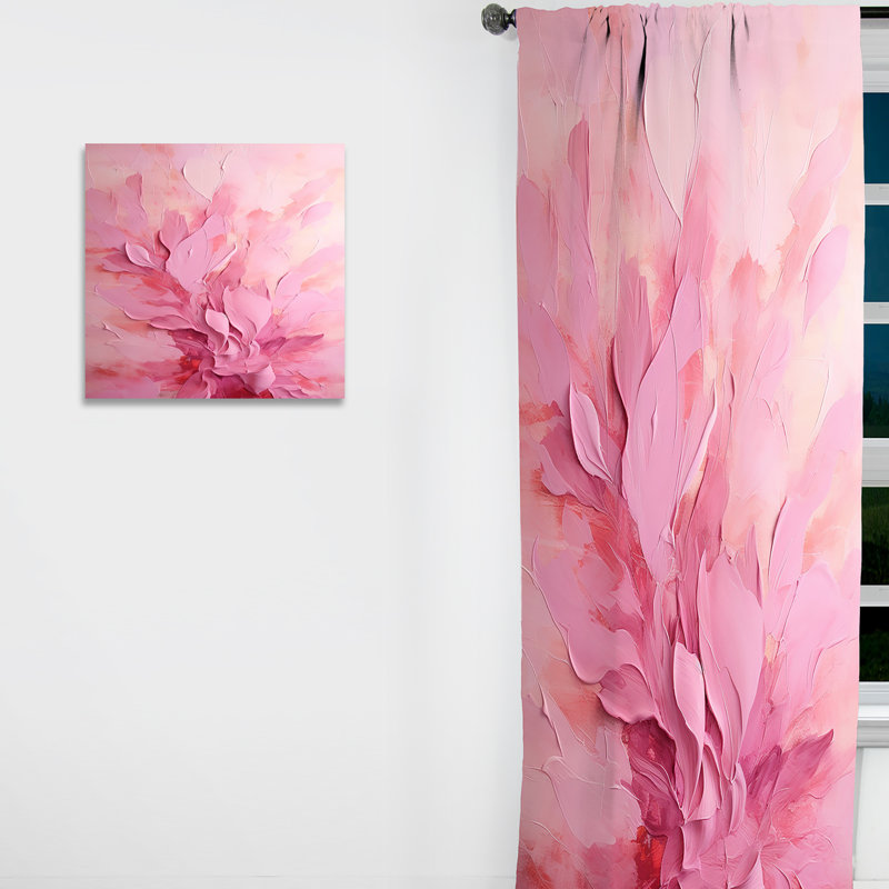 Gold And Pink Minimal Abstract River - Fuchsia Blackout Floral Curtain - 1 Panel, 52" W x 63" L