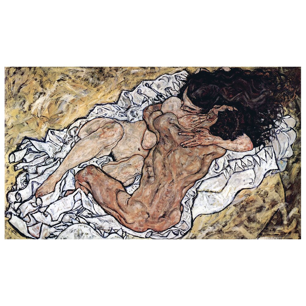 Leinwandbild - Gemälde „The Embrace” von Egon Schiele