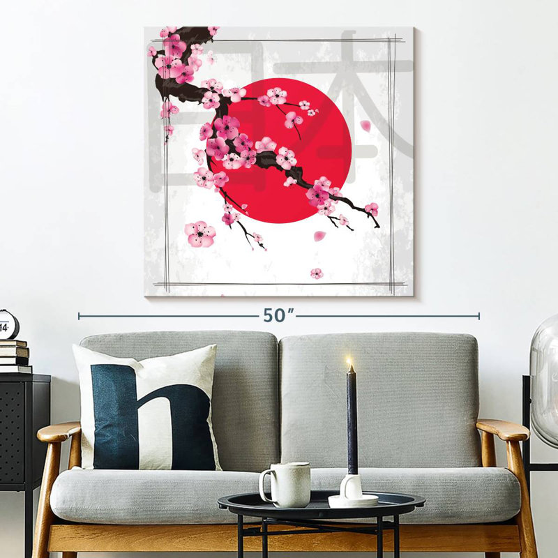 Harnek Japanese Sakura Illustration, 33" H x 33" W