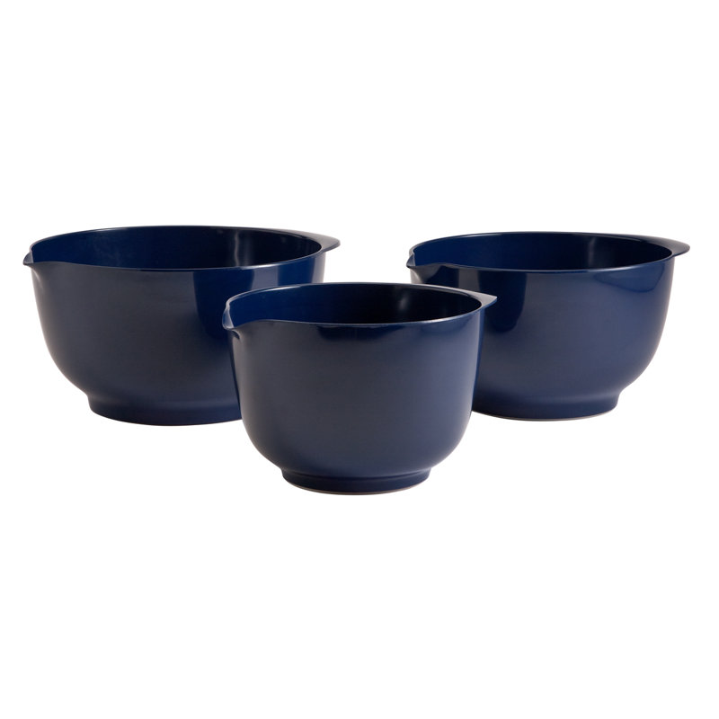 Hollen Melamine 3 Piece Nested Mixing Bowl Set, Cobalt Blue, Medium