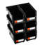 Bacs de rangement en plastique empilables, 14,8 x 8,5 x 7,1 pouces (paquet de 6), contenants en plastique pour organiser et bacs de rangement pour placard, garage, petites pièces, fournitures de bureau et autres accessoires, noir