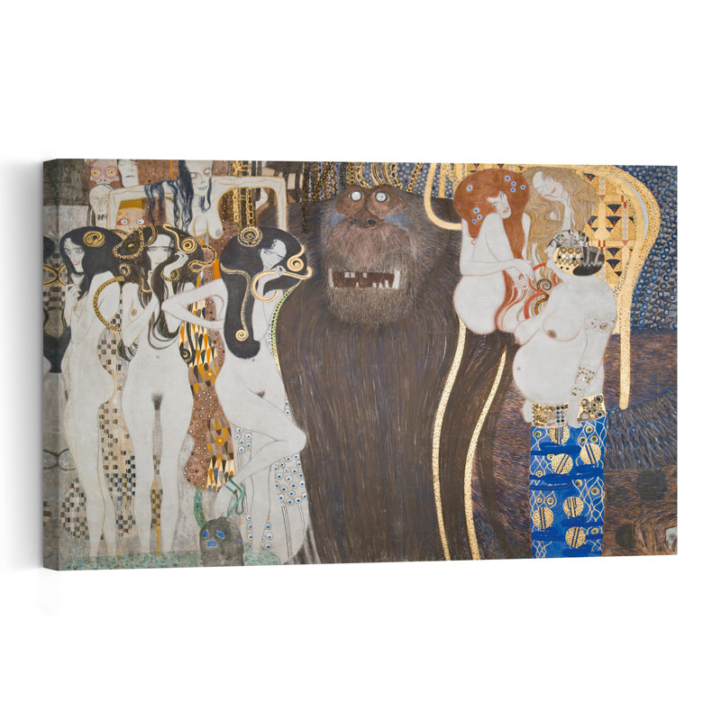 The Beethoven Frieze: The Longing For Happiness, 1902 Abstract Contemporary Wall Art Print, 60.96cm H x 91.44cm W