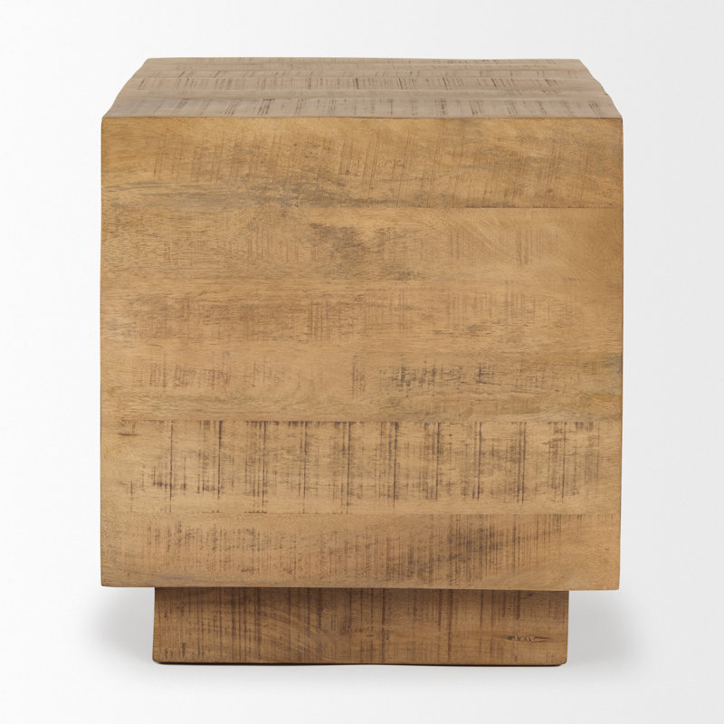 Stalbridge Solid Wood Block End Table, Light Brown