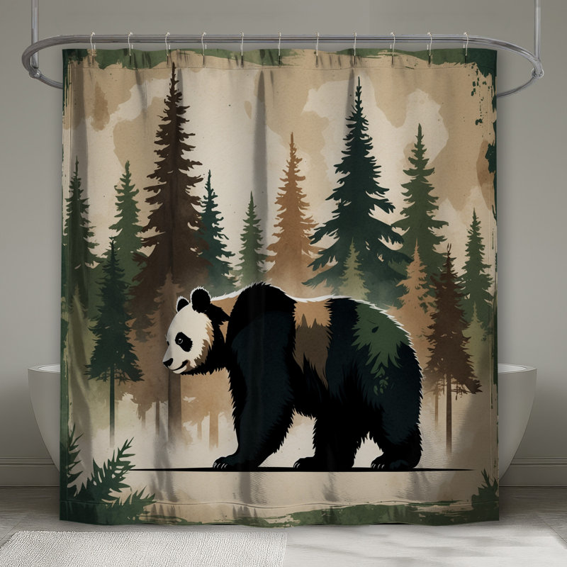 Rideaux de douche Panda Forest Illustration, 70 po l x 72 po H