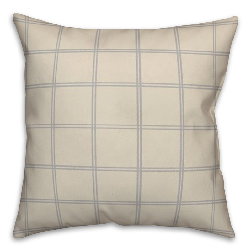 Checkered Throw Pillow, Cream/Gray