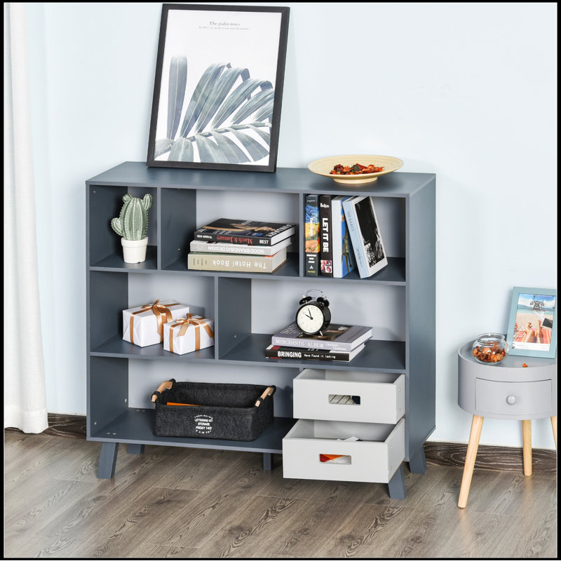 3-Tier Child Bookcase Open Shelves Cabinet Floor Standing Cube Storage Organizer, Gris