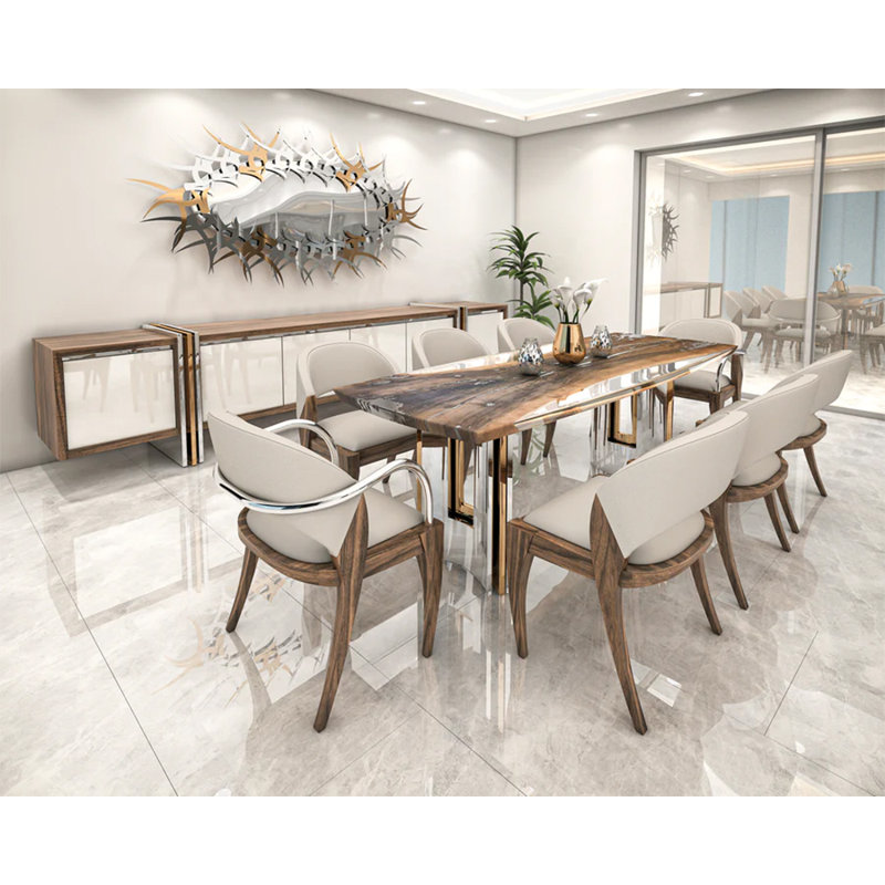 Meliades Walnut Wood Dining Table, 120" L x 48" W