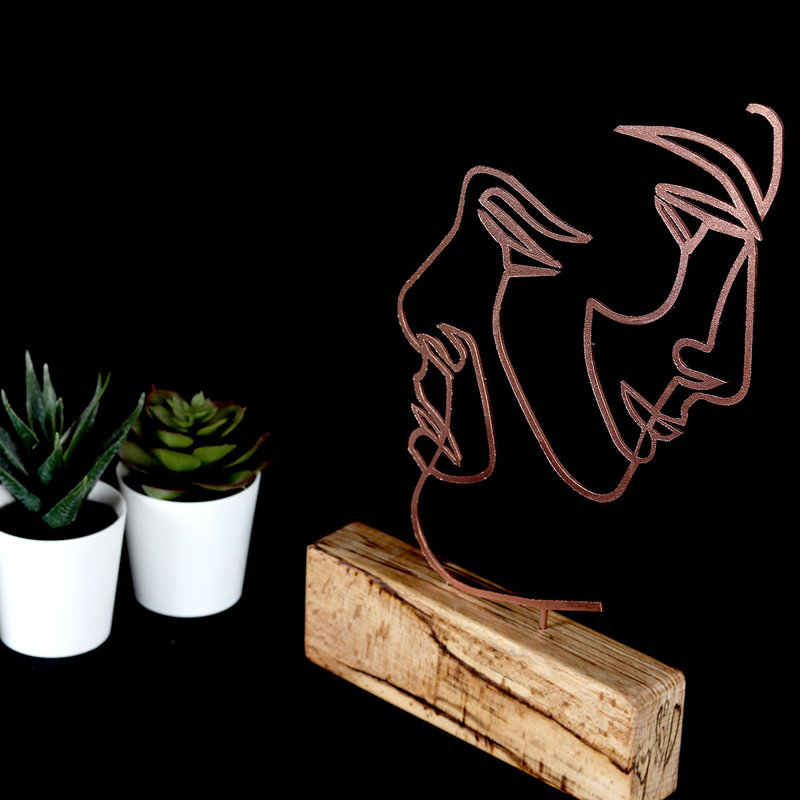 Elegant Decorative Object, Bronze Finish, 6.7 x 15.0 x 1.4 inches | 100% Metal (Thickness: 0.08 inches) & Solid Wood Base | Unique Home Décor Accent for Living Room, Office, or Bedroom | Stylish and Durable Design