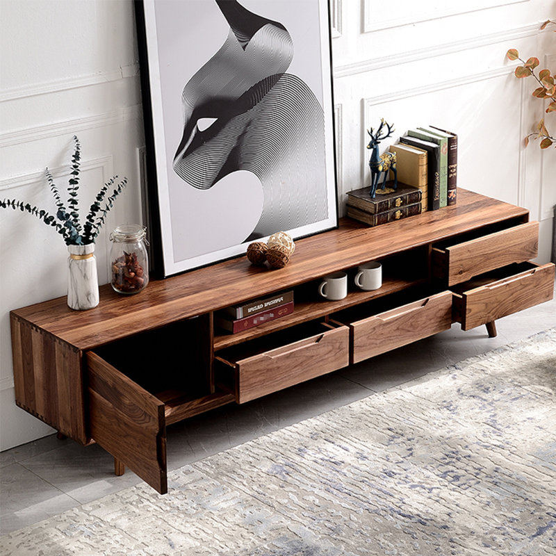 Meuble télé luxueux en bois massif de style italien, 86.61"