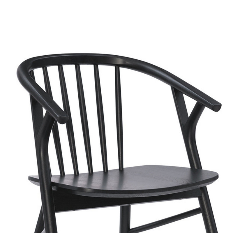 Fincher 18.5'' H Ash Solid Wood Armchair, Black