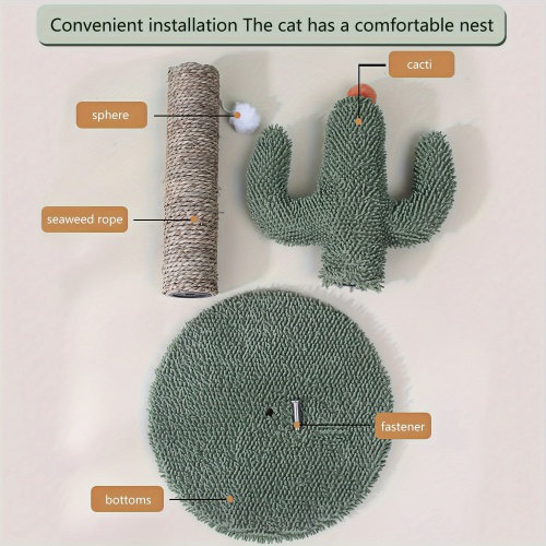 Cadeau de Noël et d'Halloween, griffoir durable pour chat avec cactus