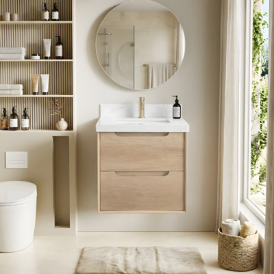Meuble-lavabo mural moderne avec lavabo et 2 tiroirs Modern
