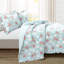 Ensemble de courtepointe réversible en microfibre bleu / rosé 3 pièces-827157056