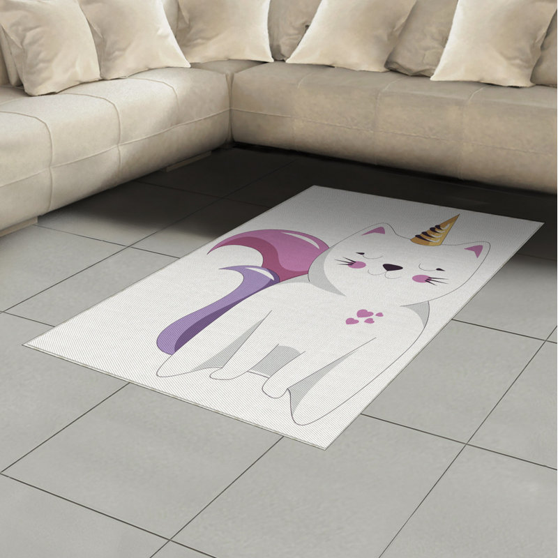 Tapis décoratif Fontenot Unicorn, Rectangle— 4 pi x 5 pi 8 po