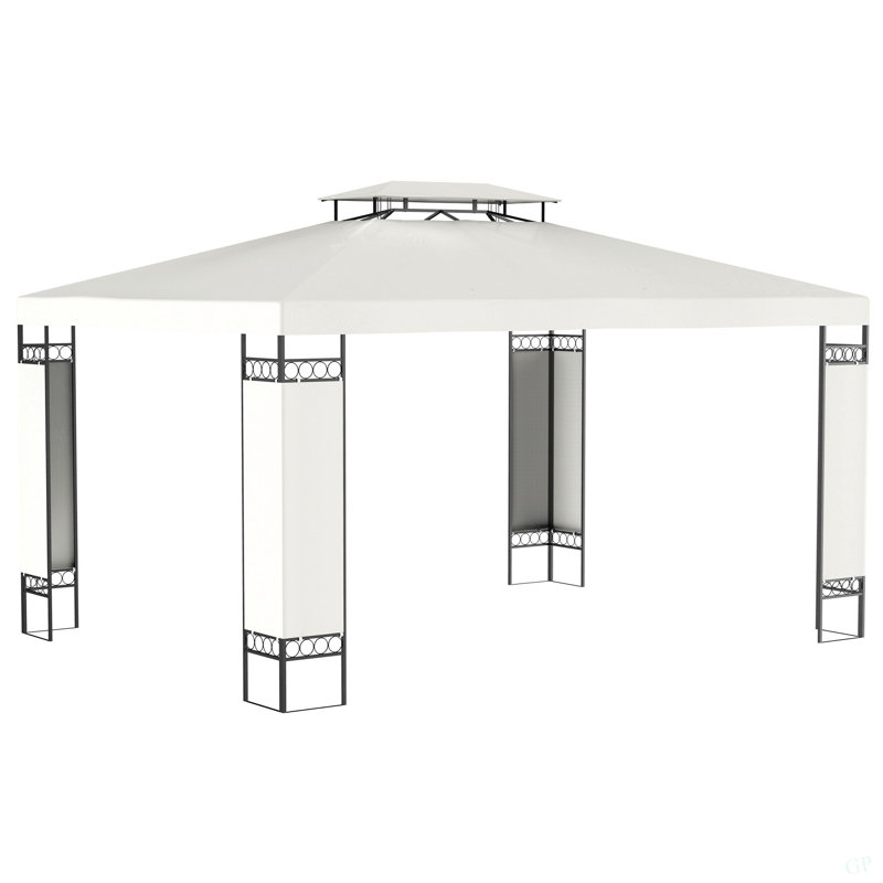 Abri de jardin d'extérieur à double toit 10 "x 13" avec moustiquaire Outsunny, Blanc, crème
