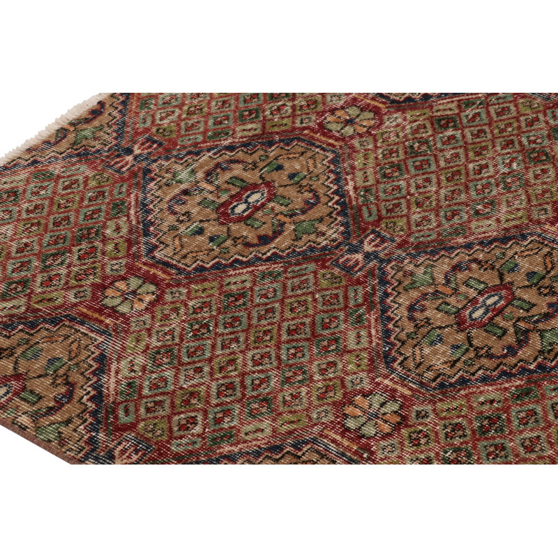 Vintage Turkish Rug, Beige-Brown With All-Over Floral Medallions – Rug & Kilim