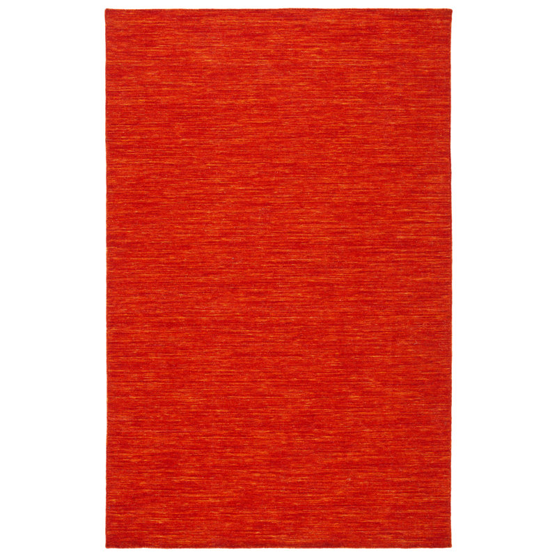 Kilim Hand Loomed Wool/Cotton Rug in Red/Rust, Rectangle 5' x 8'