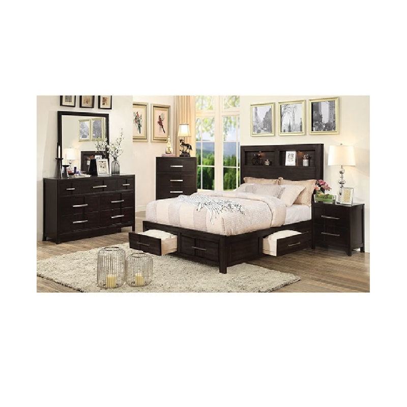 Ensemble de chambre configurable avec lit plateforme 5 pièces Gerhart
