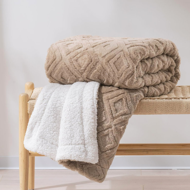 Woolum Throw Blanket, European Double (140 x 200cm), Khaki Tan