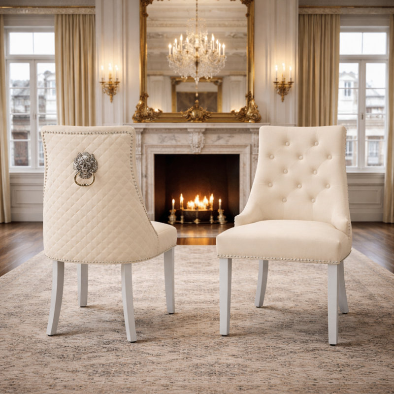 48 cm H Tufted Velvet Side Chair, Mink