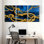 Golden Rope Knots On Blue Ocean Waves Set of 3 Canvas Wall Art Prints