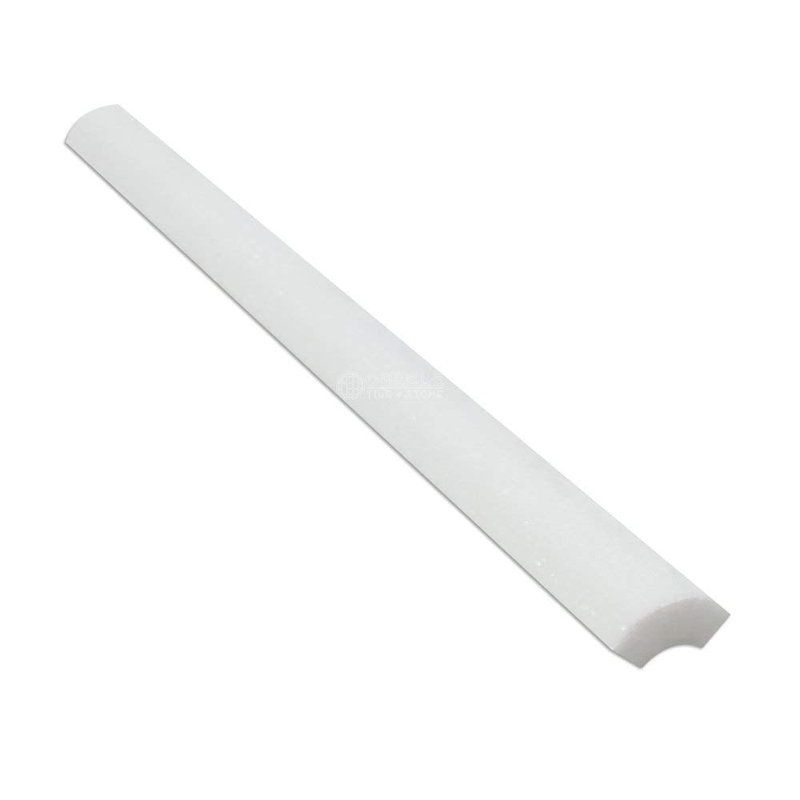 Thassos White 1" X 12" Quarter Round Marble Look Floor And Wall Liner