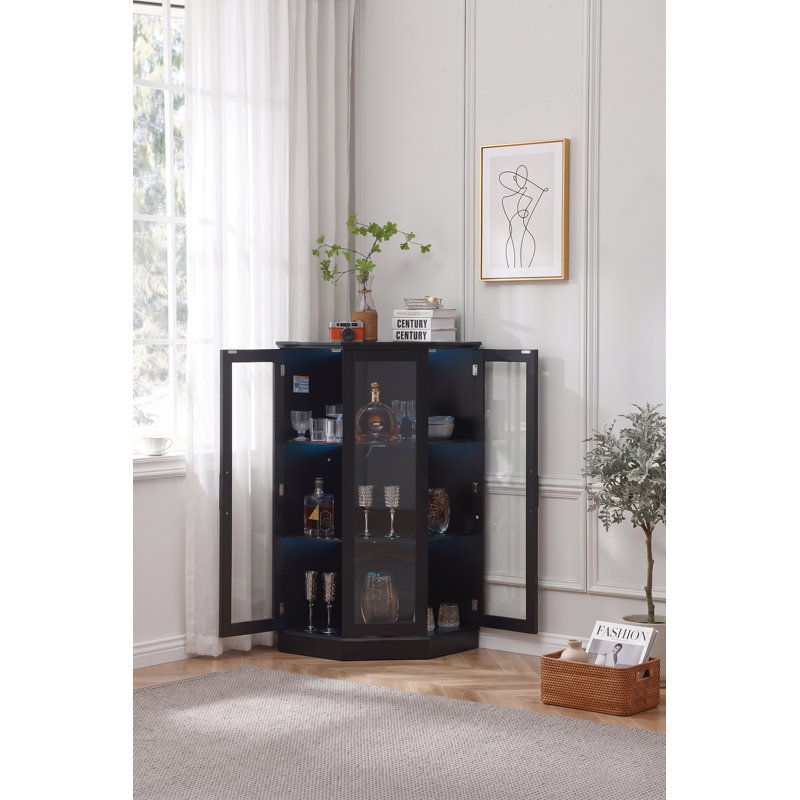 49.4‘’ Corner Cabinet with Adjustable Shelves & Spacious Storage, Corner Storage Cabinet,Corner Liquor Cabinet for Living Room & Kitchen,White