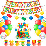 Block Party Decorations,53 Pcs Building Blocks Birthday Decorations Set