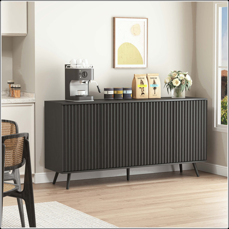 Sideboard Buffet with Hexagonal Pattern Doors and Adjustable Shelves