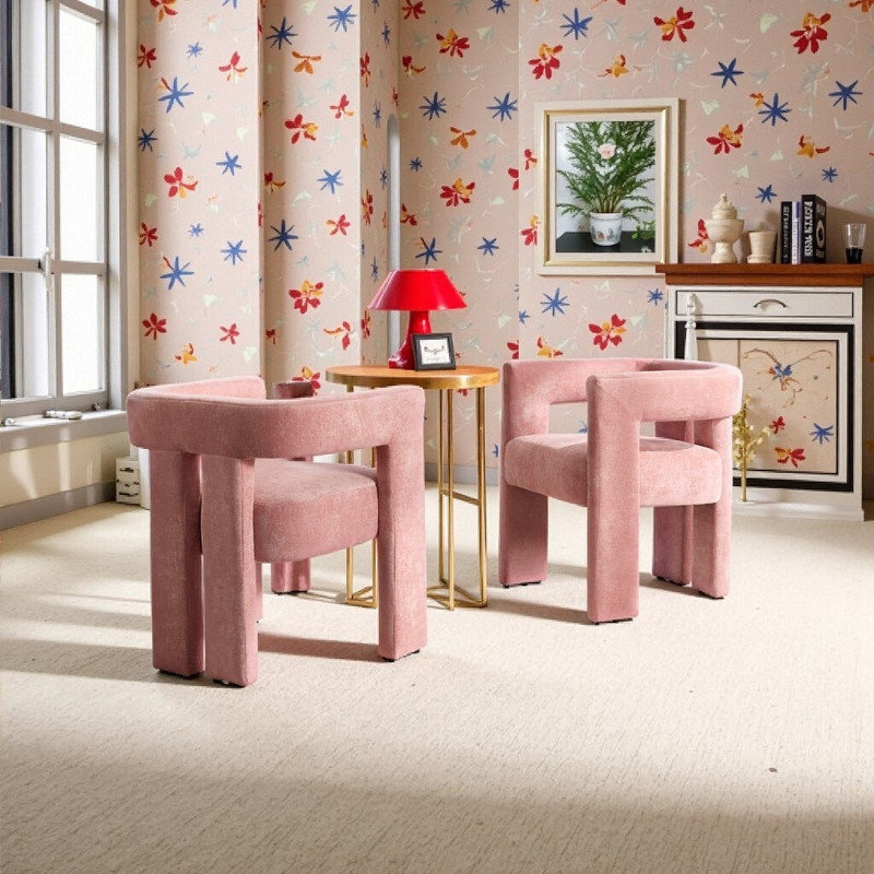 Fauteuil demi-tonneau 2 pièces Modern, Rose
