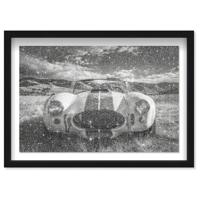 Serpent dans l'herbe, impression encadrée sous verre, motif de transport avec reflets de poussière de diamant, par Oliver Gal