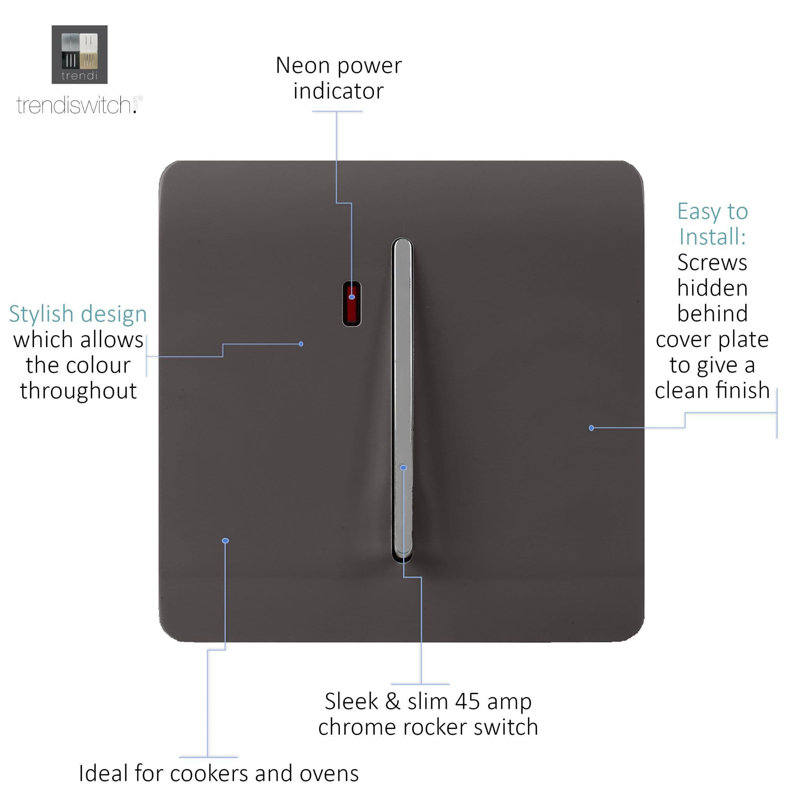 Trendi Switch 1 Gang 20 Amp Heavy Duty Rocker Switch, Dark Brown