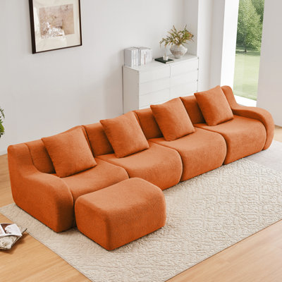 4 couvertures en forme de L orange sans os, avec revêtement antidérapant, accoudoir incurvé, revêtement en éponge à compression complète, aucun assemblage requis, accoudoir