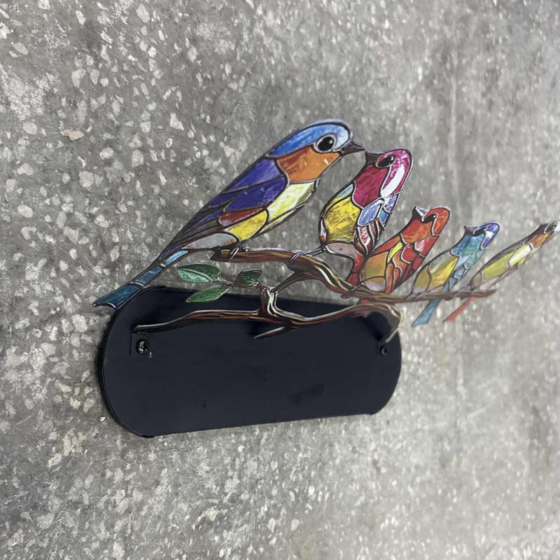 Colorful Birds Statue Ornament Tabletop Birds Decoration Acrylic Birds Decorative Metal Birds