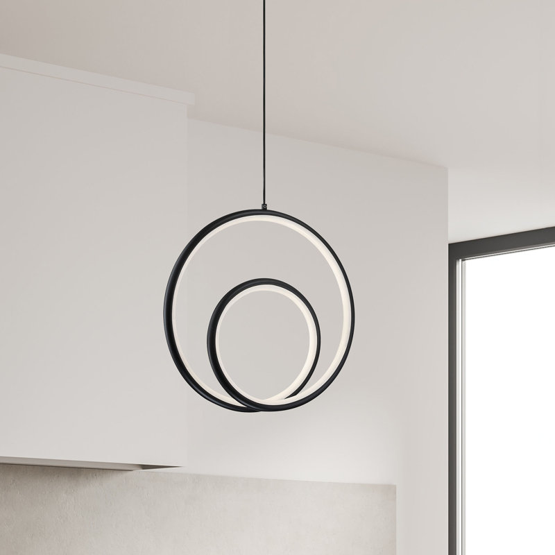 Luminaire suspendu à 1 lumière Faouzi, Noir mat